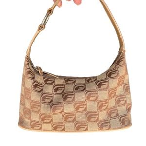 FUBU Tan and Brown Shoulder Bag